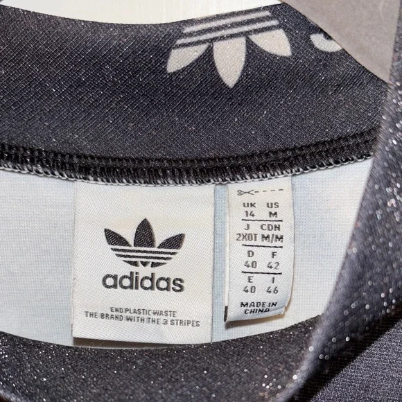 Adidas Black Long Sleeve Dress with Logo Pattern - Picture 2 of 3